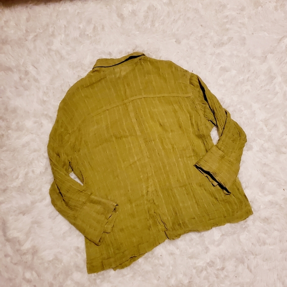 Chico's Design Green Linen Button Down - Picture 4 of 4